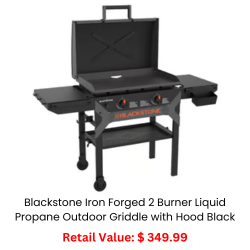 Blackstone Iron Forged 2 Burner Liquid Propane Outdoor Griddle with Hood Black